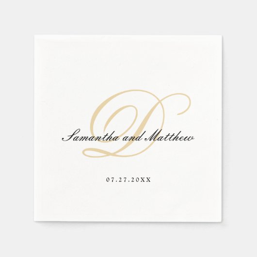 Einfaches elegantes, traditionelles Script-Gold-Mo Serviette (Vorderseite)