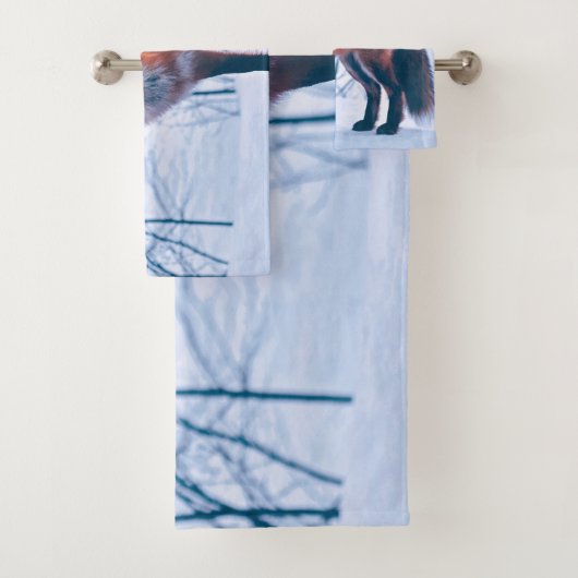 Einfaches elegantes Tuch-Set roter Fox-Grafik-| Badhandtuch Set (Insitu)