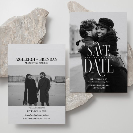 Einfaches elegantes Typografie-Foto Save The Date