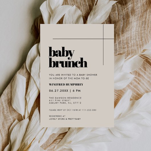 Einfaches elegantes und elegantes Baby Brunch Einladung