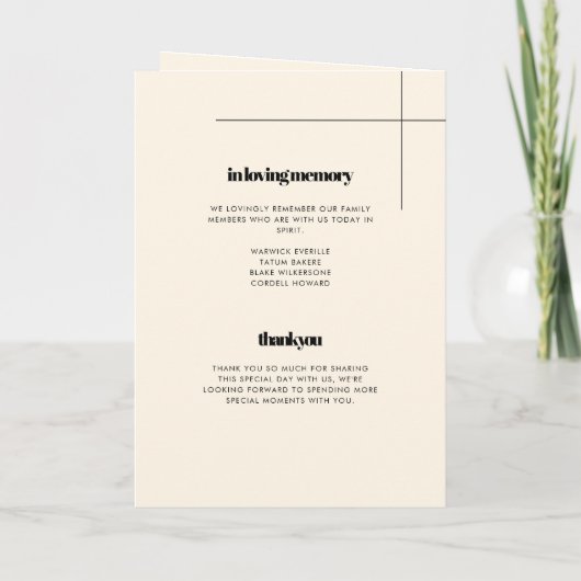 Einfaches, elegantes und elegantes Hochzeitsprogra Programm (Rückseite)