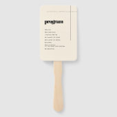 Einfaches elegantes und elegantes Hochzeitsprogram Fächer (Rückseite)