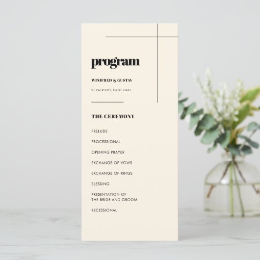 Einfaches elegantes und elegantes Hochzeitsprogram Programm (Stehend Vorderseite)