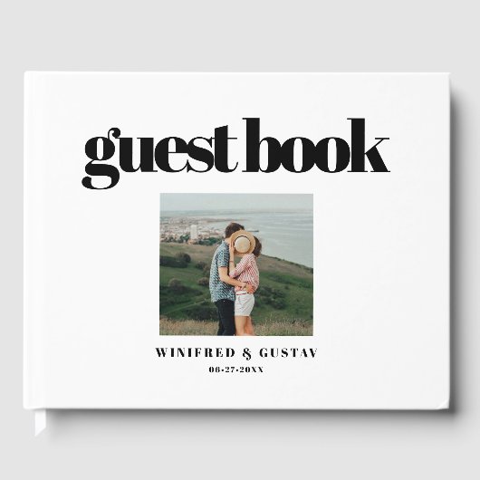 Einfaches elegantes und schicke Hochzeitsfest-Foto Gästebuch (Vorderseite)