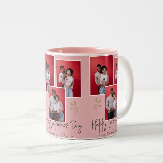 Einfaches Elegantes Valentinstag Foto Zweifarbige Tasse (VorderseiteRechts)