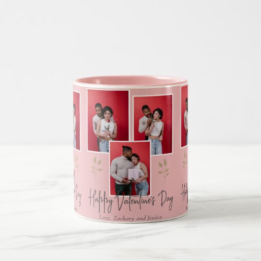 Einfaches Elegantes Valentinstag Foto Zweifarbige Tasse (Mittel)