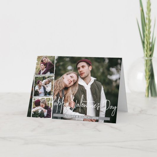 Einfaches Elegantes Valentinstag Liebe 4 Foto Karte (Vorderseite)