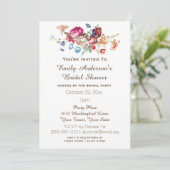 Einfaches elegantes Vintages BlumenBrautparty Einladung (Stehend Vorderseite)
