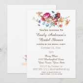 Einfaches elegantes Vintages BlumenBrautparty Einladung (Vorne/Hinten)
