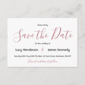 Einfaches elegantes Wedding Save the Date Begleitkarte (Vorderseite)