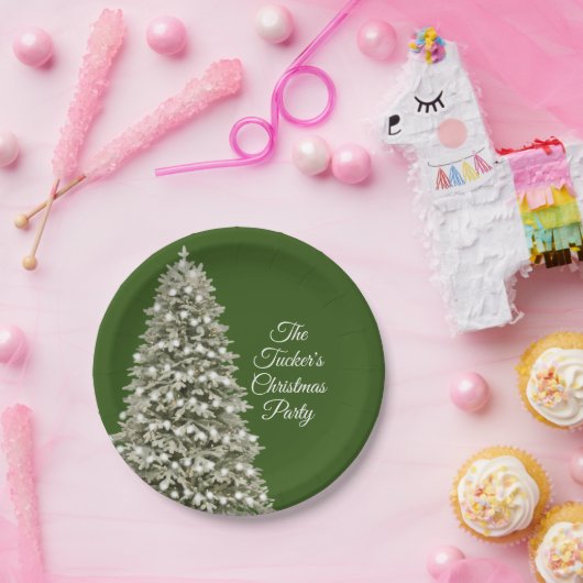 Einfaches elegantes Weihnachtsbaum Dunkles Grünes Pappteller (Party)