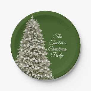 Einfaches elegantes Weihnachtsbaum Dunkles Grünes  Pappteller