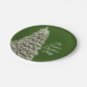 Einfaches elegantes Weihnachtsbaum Dunkles Grünes Pappteller (Schrägansicht)