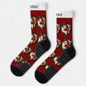 Einfaches Elegantes Weihnachtsfamilien-Foto Socken (Links)