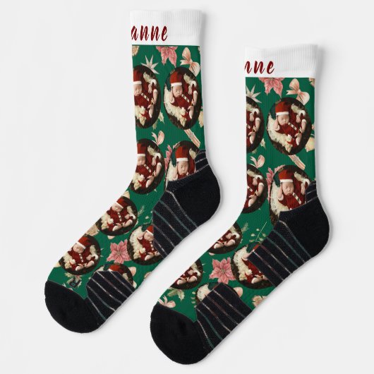 Einfaches Elegantes Weihnachtsfamilien-Foto Socken (Links)