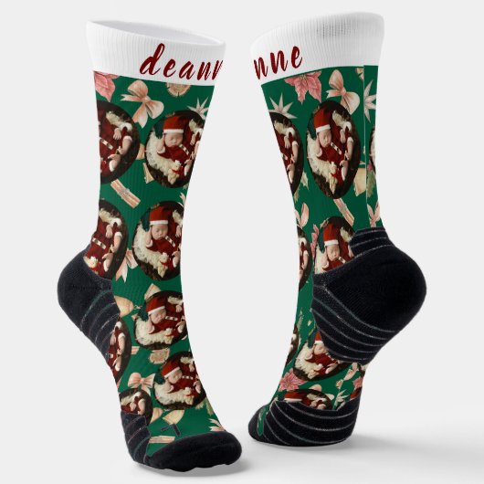 Einfaches Elegantes Weihnachtsfamilien-Foto Socken (Gewinkelt)