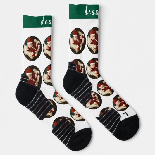 Einfaches Elegantes Weihnachtsfamilien-Foto Socken (Rechts)