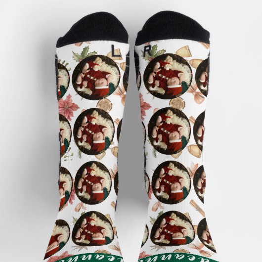 Einfaches Elegantes Weihnachtsfamilien-Foto Socken (Oben)