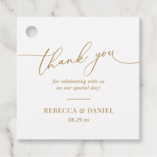 Einfaches Elegantes Weiß und Gold Schrift Danke Geschenkanhänger