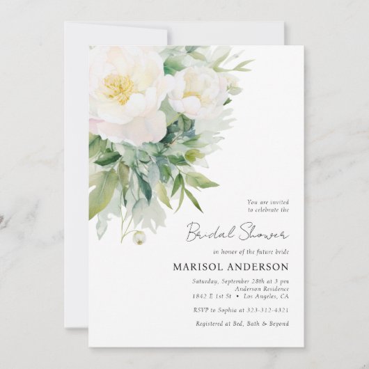 Einfaches elegantes weißes Brautparty Einladung (Vorderseite)