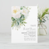 Einfaches elegantes weißes Brautparty Einladung (Stehend Vorderseite)