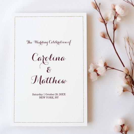 Einfaches, elegantes weißes Goldburgunderprogramm Programm