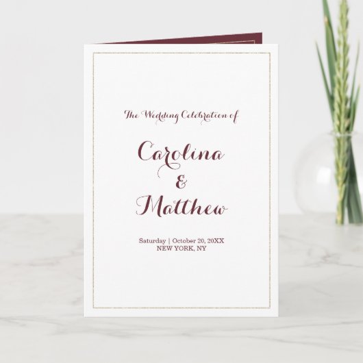 Einfaches, elegantes weißes Goldburgunderprogramm Programm (Vorderseite)