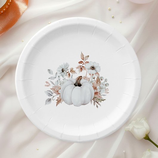 Einfaches Elegantes Weißes Kürbis Pappteller