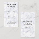 Einfaches elegantes weißes Marmor Schönheitssalon Terminkarte (Vorne/Hinten)