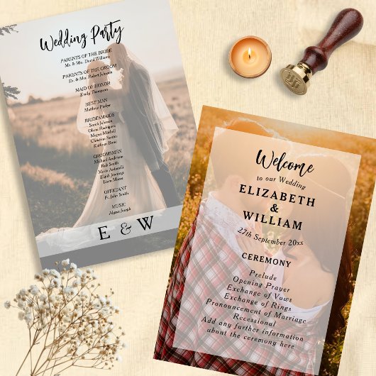 Einfaches elegantes weißes Overlay Couple Foto Wed Programm