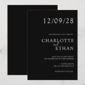 Einfaches, elegantes weißes Schwarz Einladung (Vorne/Hinten)