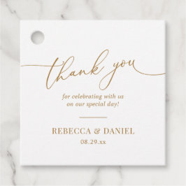 Einfaches elegantes White and Gold Script Vielen D Geschenkanhänger