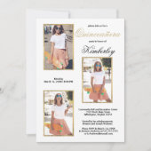 Einfaches elegantes White Gold Foto Quinceañera Einladung (Vorderseite)