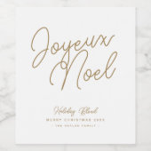 Einfaches elegantes White & Gold Joyeux Weihnachte Weinetikett (Einzelnes Label)