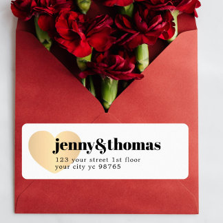 Einfaches, elegantes White-Heart-Hochzeitslabel