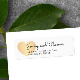 Einfaches, elegantes White-Heart-Hochzeitslabel