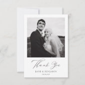 Einfaches elegantes White Wedding 2-Foto Dankeskarte (Vorderseite)