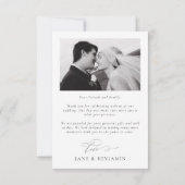 Einfaches elegantes White Wedding 2-Foto Dankeskarte (Rückseite)