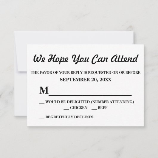 Einfaches elegantes White Wedding RSVP (Vorderseite)