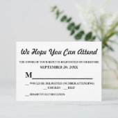 Einfaches elegantes White Wedding RSVP (Stehend Vorderseite)