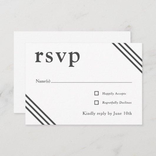 Einfaches elegantes White Wedding RSVP Begleitkarte (Vorne/Hinten)