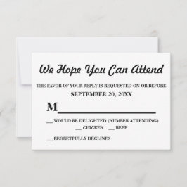 Einfaches elegantes White Wedding RSVP Karte