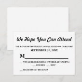 Einfaches elegantes White Wedding RSVP Karte (Vorne/Hinten)