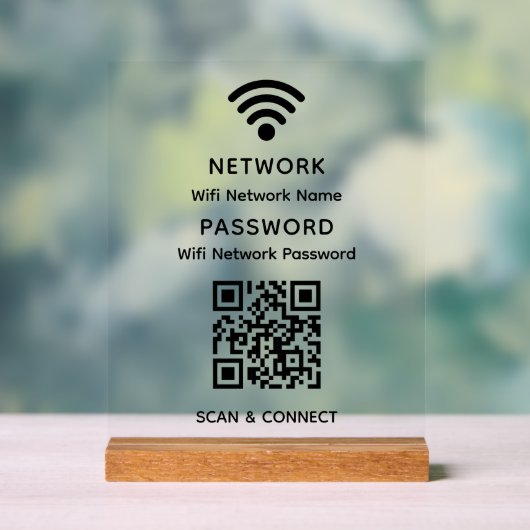 Einfaches elegantes WLAN QR-Netzwerkkennwort Acrylschild (Neutral)