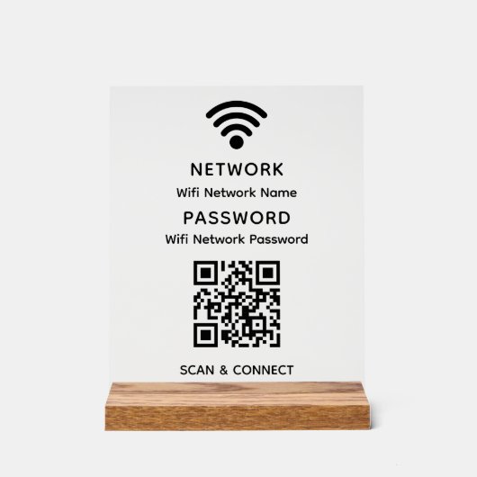 Einfaches elegantes WLAN QR-Netzwerkkennwort Acrylschild (Vorderseite)