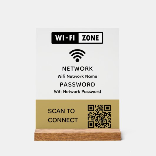 Einfaches elegantes WLAN QR-Netzwerkkennwort Acrylschild (Vorderseite)