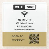 Einfaches elegantes WLAN QR-Netzwerkkennwort Glasuntersetzer (Vorderseite)