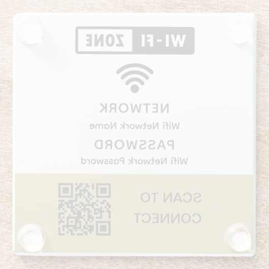 Einfaches elegantes WLAN QR-Netzwerkkennwort Glasuntersetzer (Rückseite)