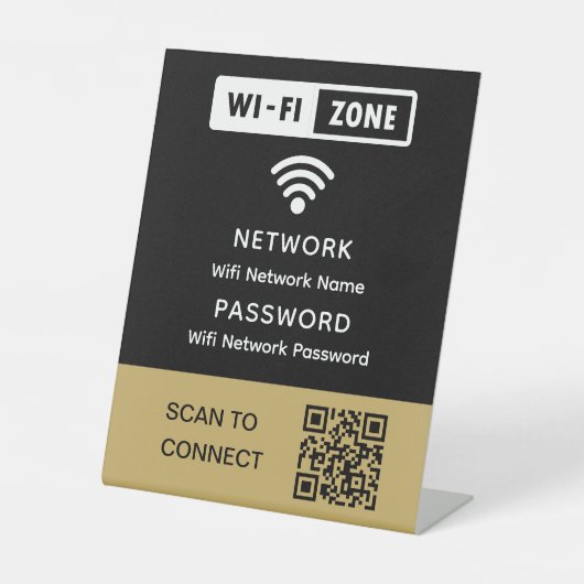 Einfaches elegantes WLAN QR-Netzwerkkennwort Sockelschild (Vorderseite)