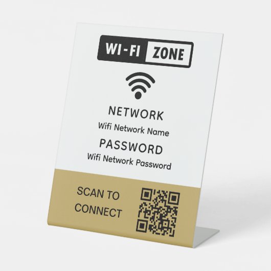 Einfaches elegantes WLAN QR-Netzwerkkennwort Sockelschild (Vorderseite)